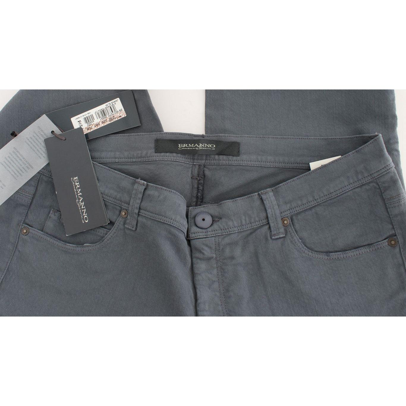 Ermanno Scervino Blue Cotton Blend Slim Fit Bootcut Jeans Ermanno Scervino