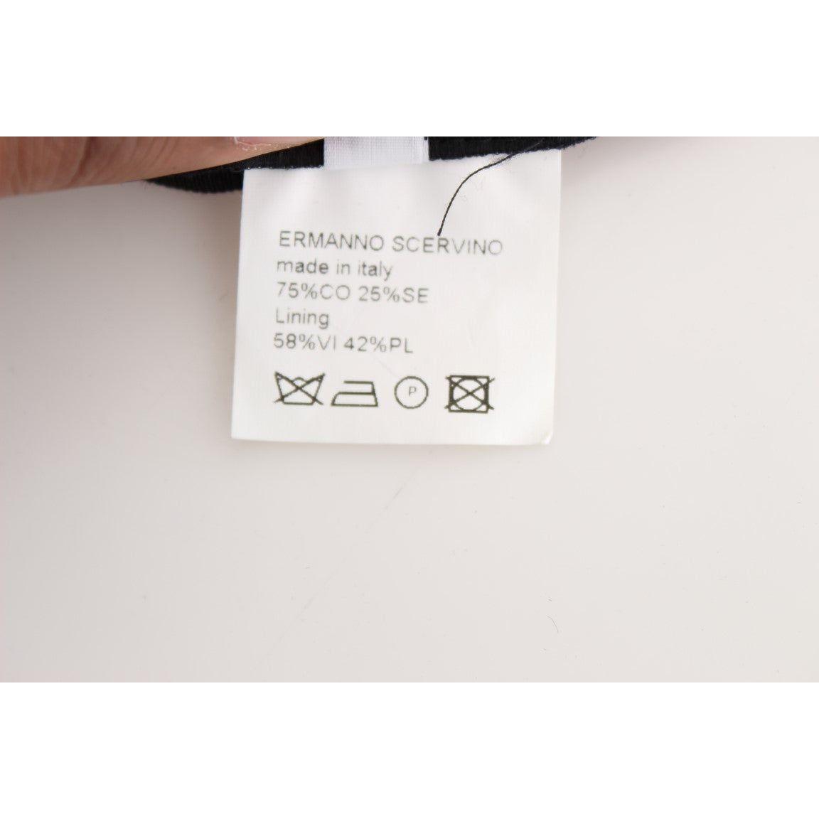 Ermanno Scervino Black Striped Cotton Blend Wide Legs Pants Ermanno Scervino