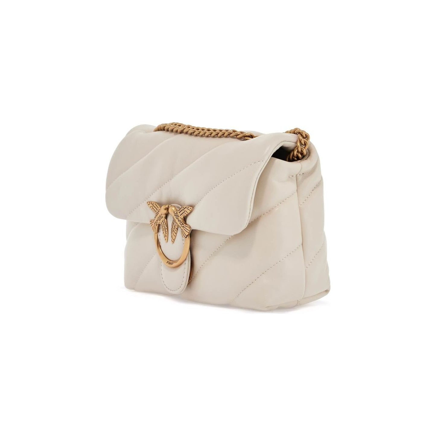 Pinko mini love puff quilted bag white silk chain shoulder Shopper Pinko