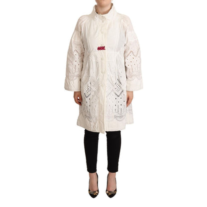 Ermanno Scervino Button Down White Long Sleeve Polyester Jacket