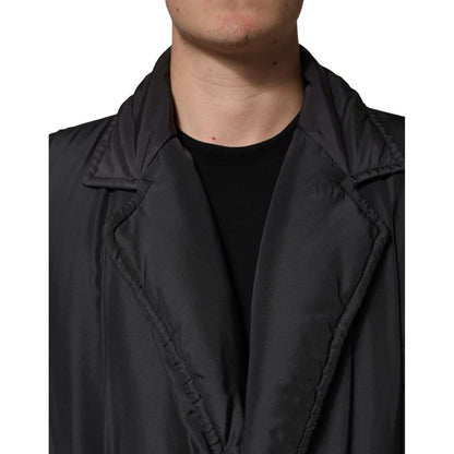 Dolce & Gabbana Black Silk Padded Parka Men Coat Jacket