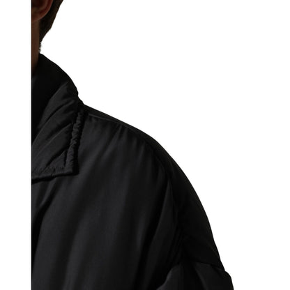 Dolce & Gabbana Black Silk Padded Parka Men Coat Jacket