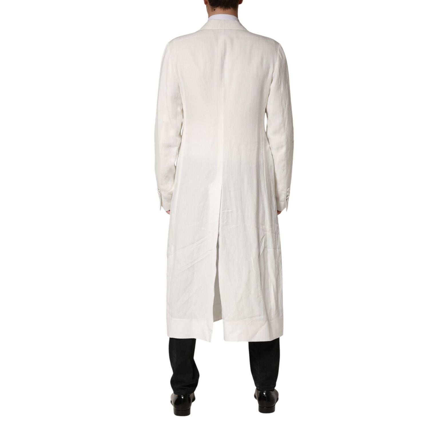 Dolce & Gabbana White Double Breasted Men Trench Coat Jacket