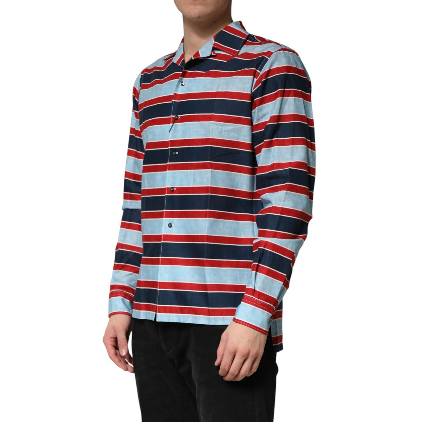 Dolce & Gabbana Multicolor Stripes Cotton Men Button Down Shirt