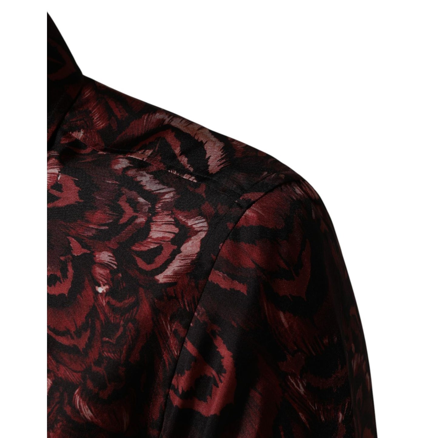 Dolce & Gabbana Bordeaux Patterned Collared Men Dress Shirt