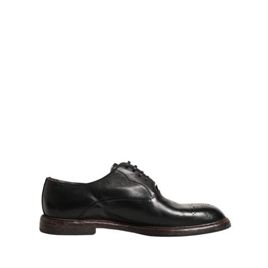 Dolce & Gabbana Black Calfskin Leather Oxford Dress Shoes