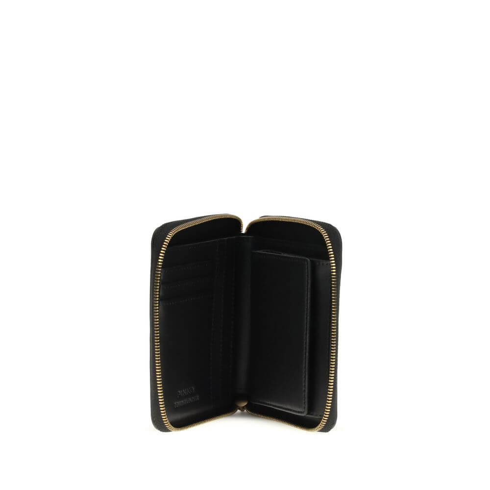 PINKO Black Calf Leather Bos Taurus Wallet