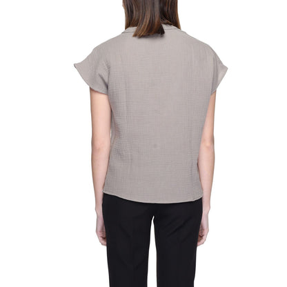 Jacqueline De Yong Beige Cotton Blouse