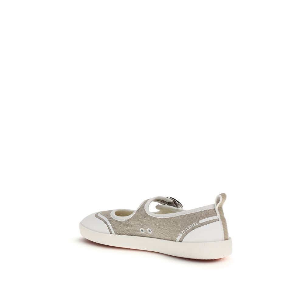 Carel Paris Beige Cotton Ballet Flats