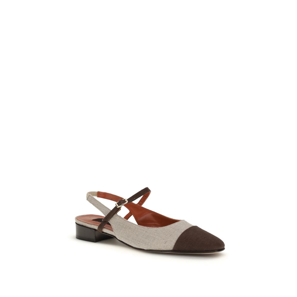 Carel Paris Beige Cotton Ballet Flats