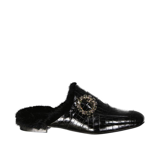 Eleventy Black Calfskin Mules