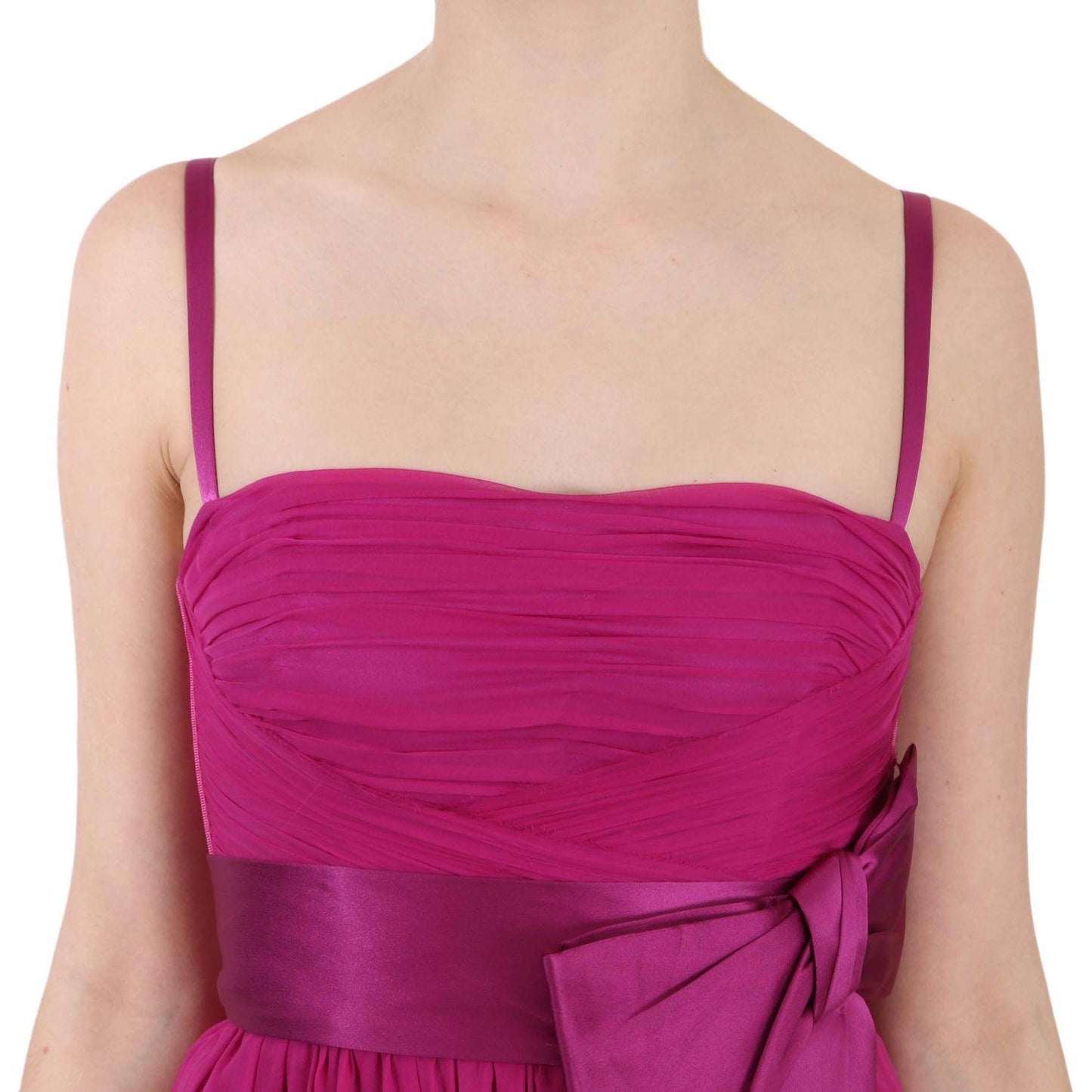 Dolce & Gabbana Elegant Fuchsia Pink Silk Bow Front Dress Dolce & Gabbana