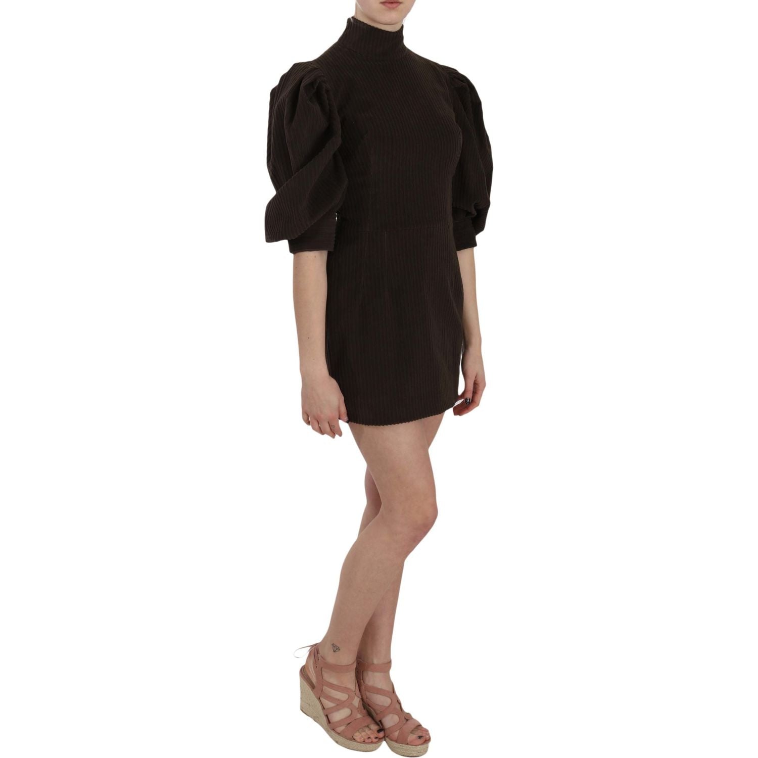 Dolce & Gabbana Brown Corduroy Bodycon Cotton Mini Dress