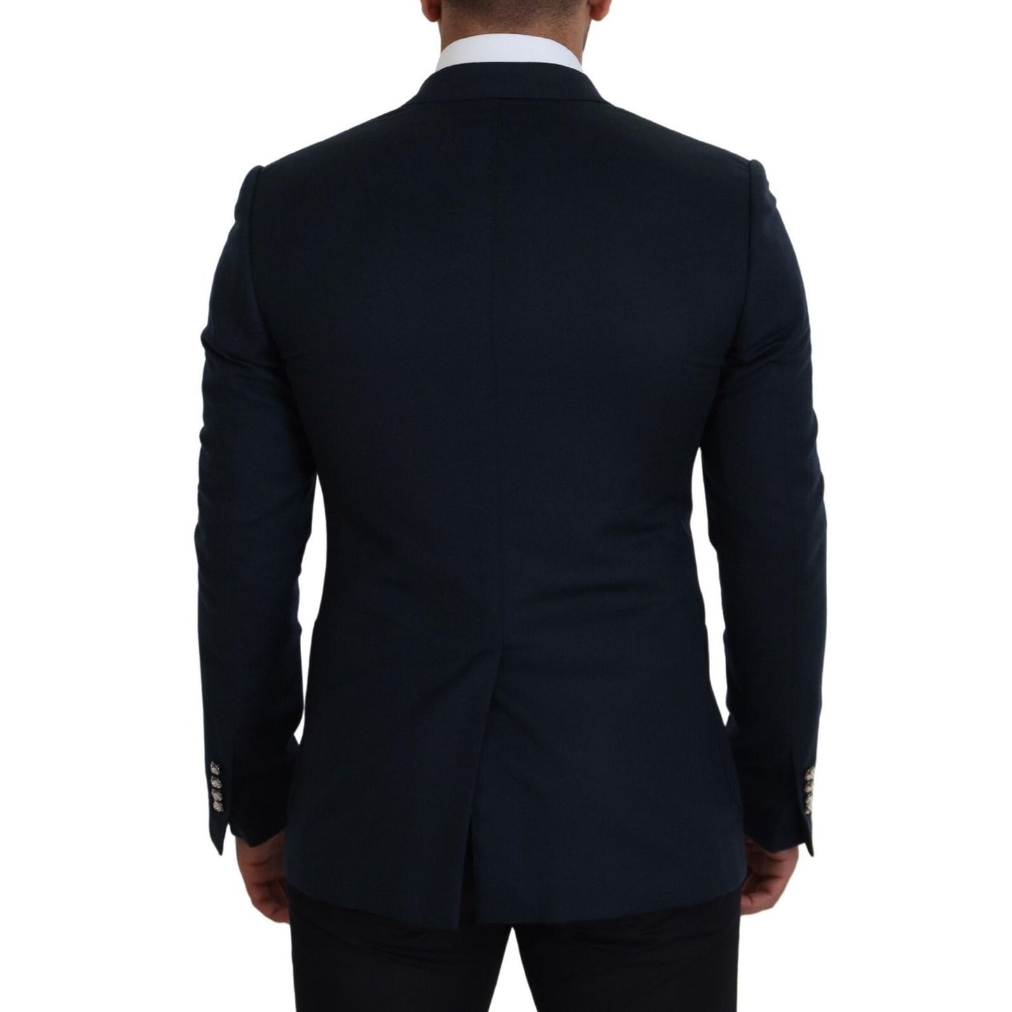 Dolce & Gabbana Blue Double Breasted Formal Coat Blazer
