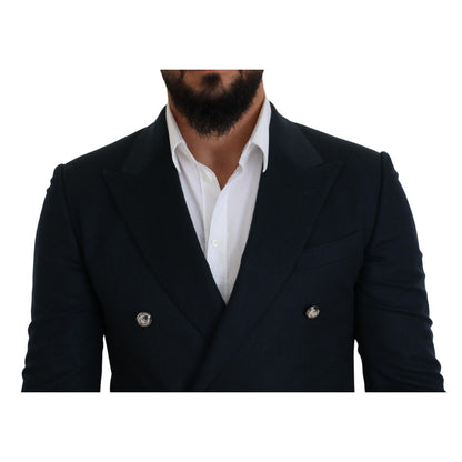 Dolce & Gabbana Blue Double Breasted Formal Coat Blazer