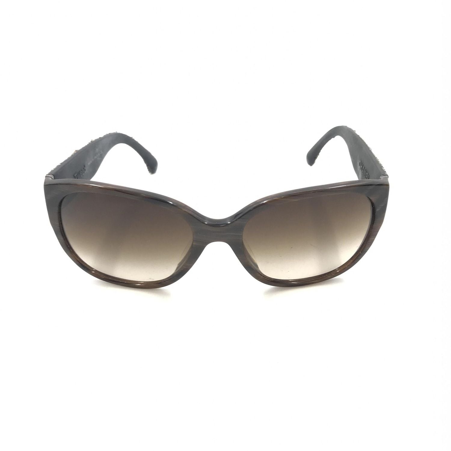 Chanel Brown Frame With Tweed Accents Sunglasses