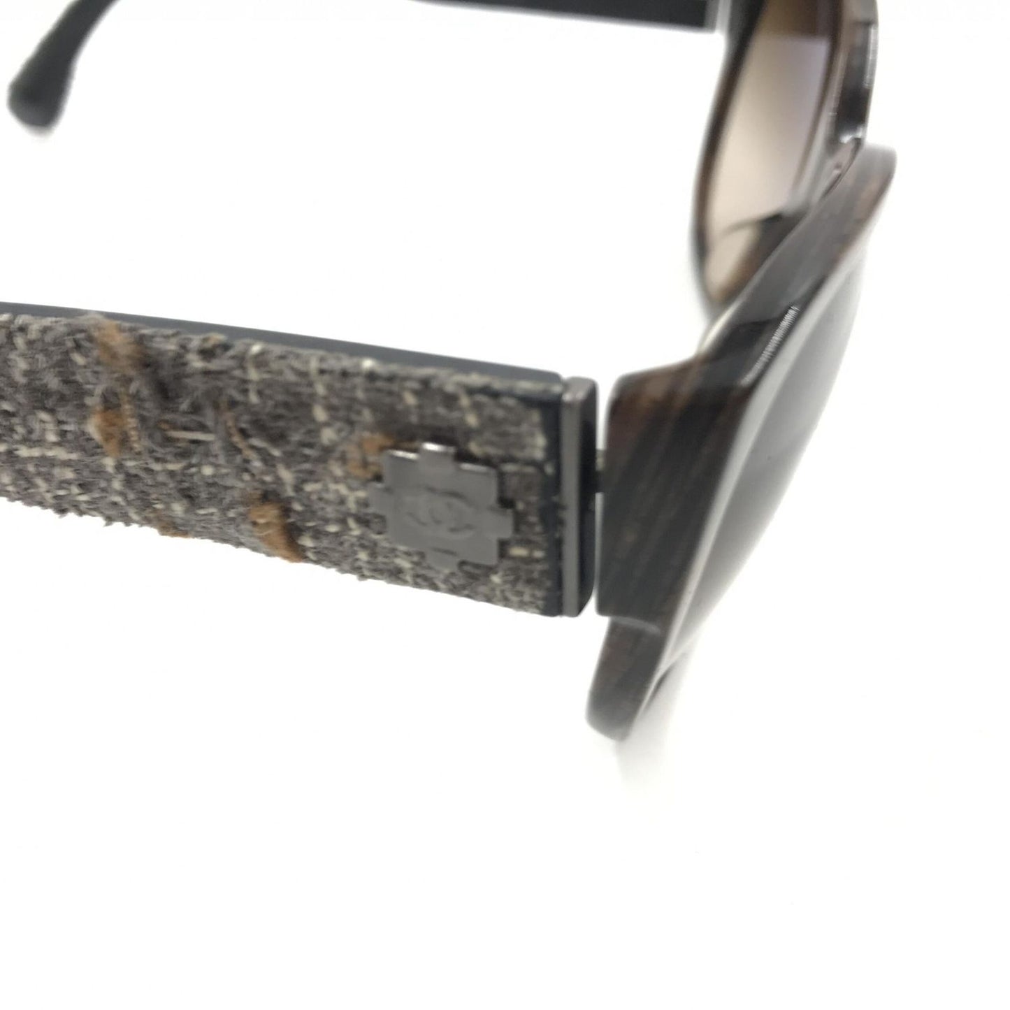 Chanel Brown Frame With Tweed Accents Sunglasses