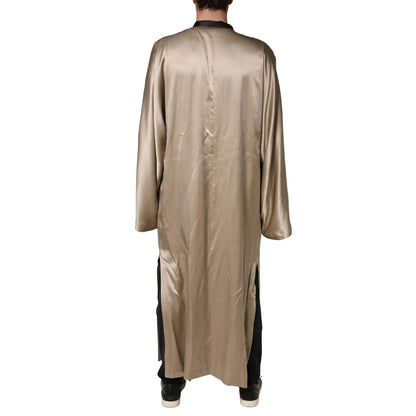 Dolce & Gabbana Beige Silk Satin Long Coat Robe Jacket