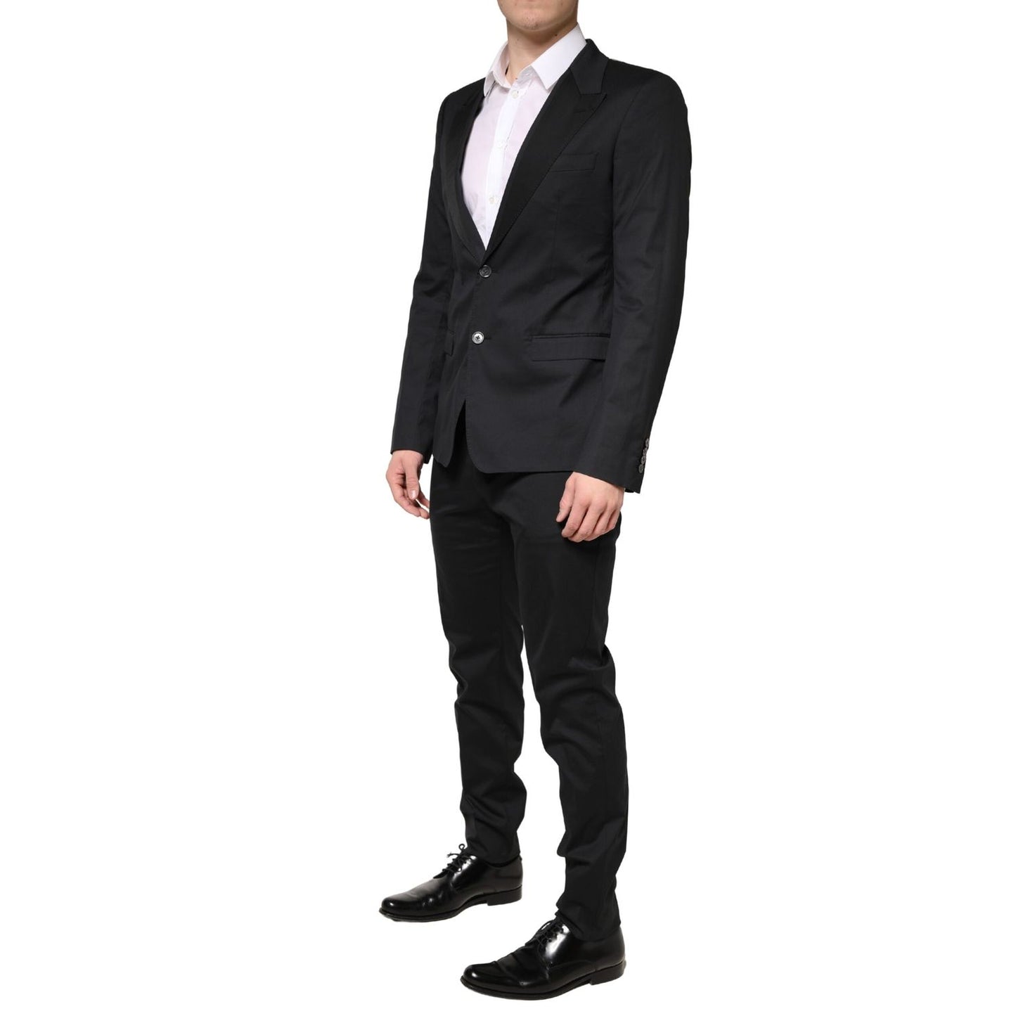 Dolce & Gabbana Black Cotton Single Breasted 2 Piece Suit