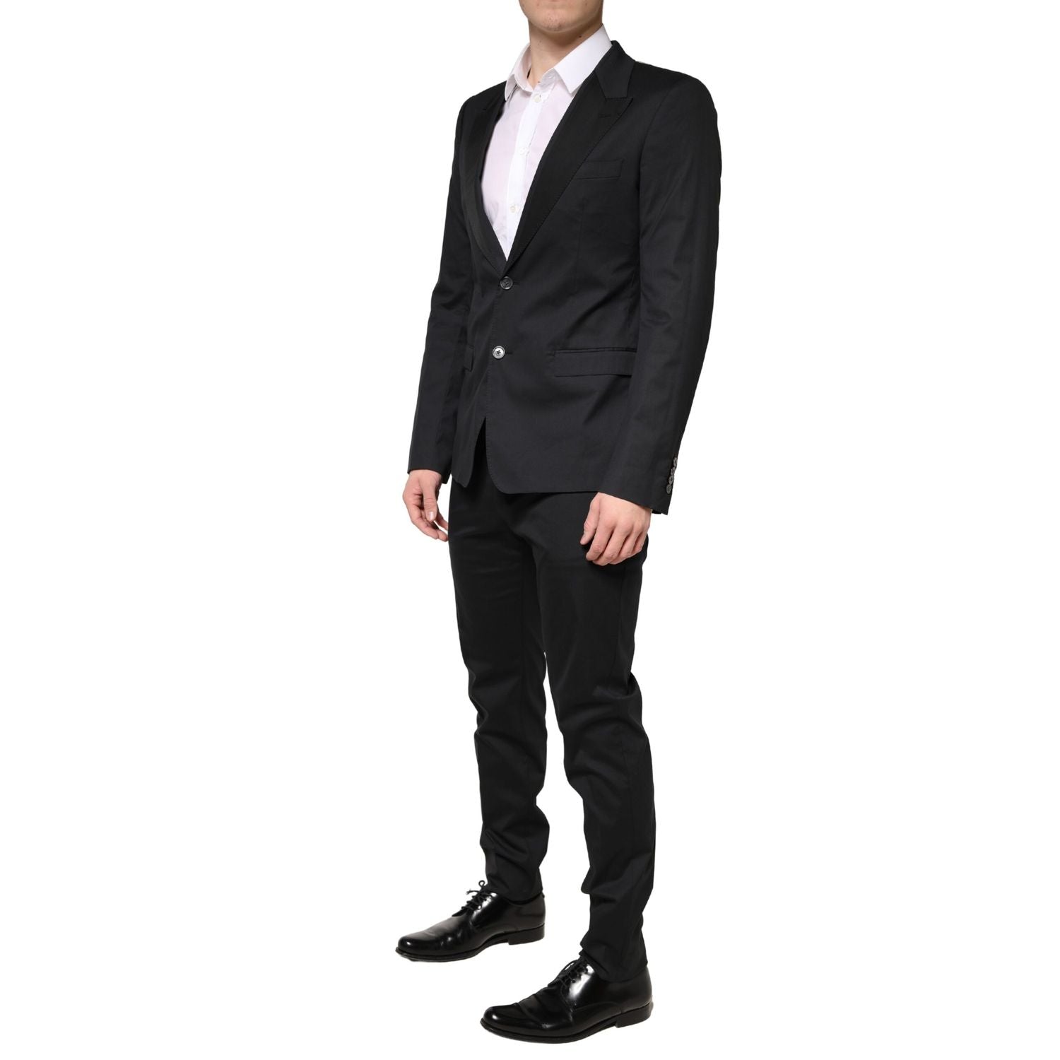 Dolce & Gabbana Black Cotton Single Breasted 2 Piece Suit