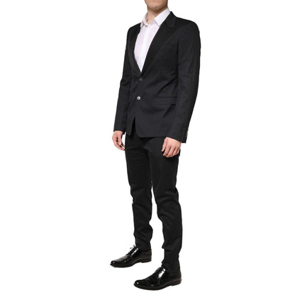 Dolce & Gabbana Black Cotton Single Breasted 2 Piece Suit