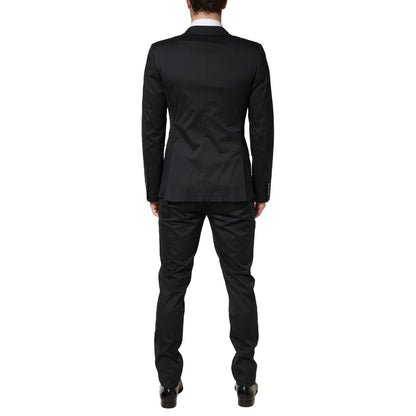 Dolce & Gabbana Black Cotton Single Breasted 2 Piece Suit
