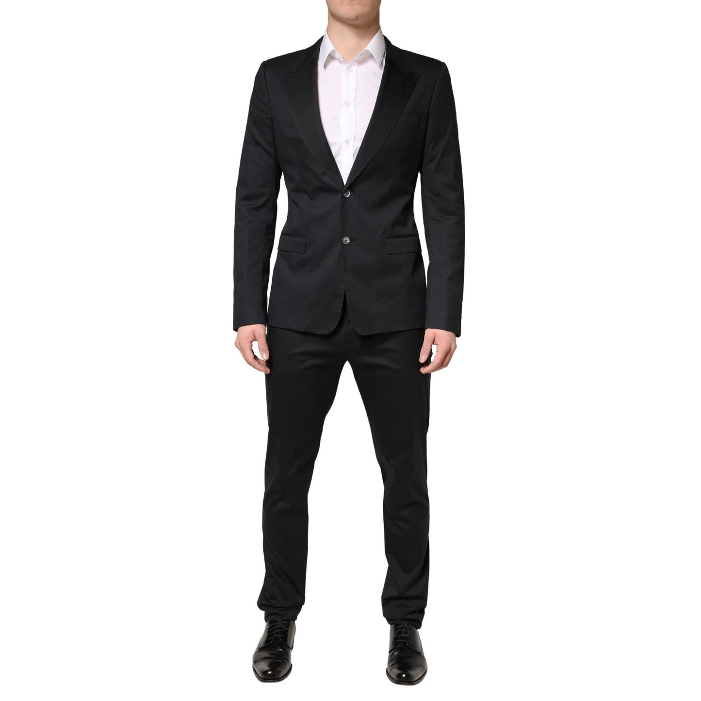 Dolce & Gabbana Black Cotton Single Breasted 2 Piece Suit