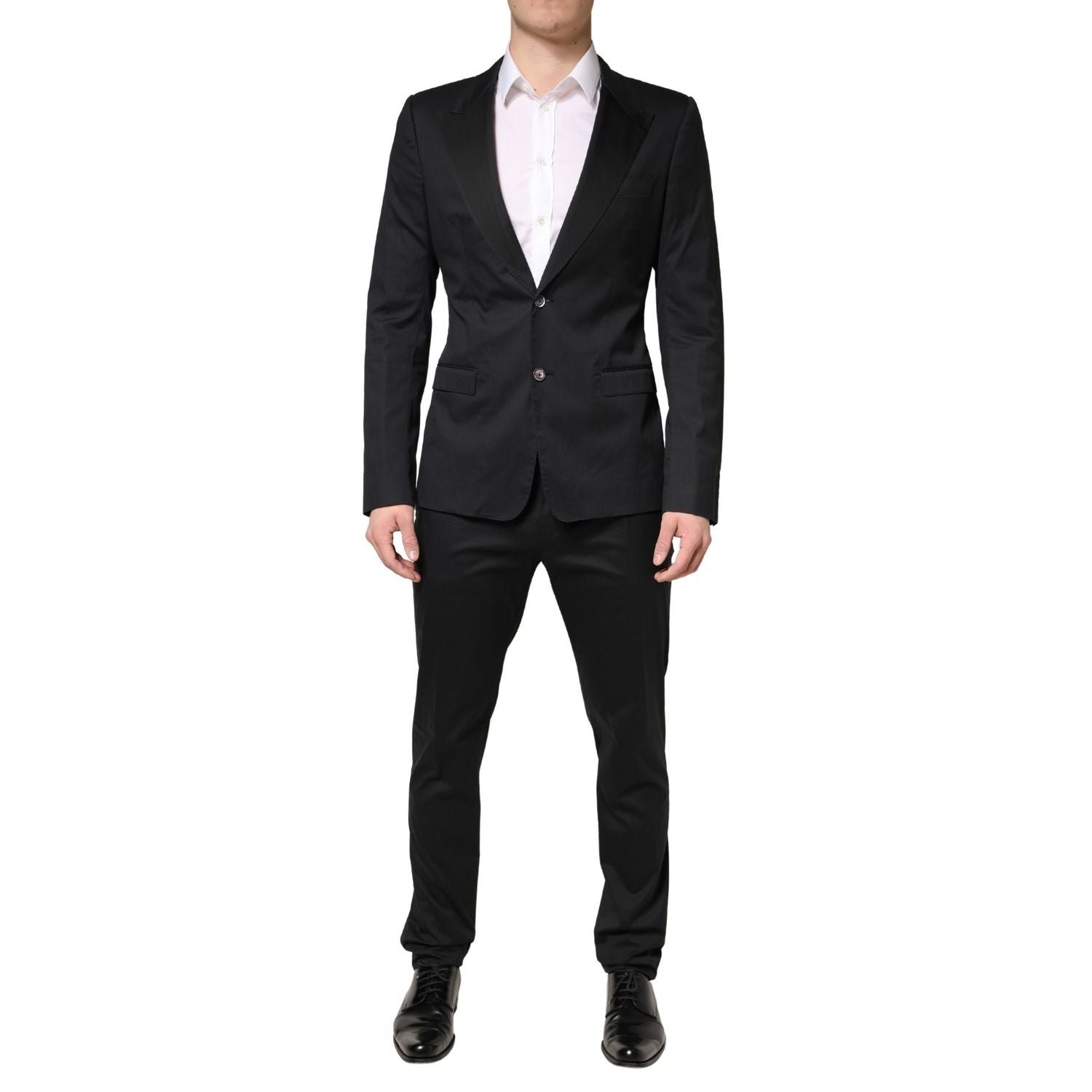 Dolce & Gabbana Black Cotton Single Breasted 2 Piece Suit
