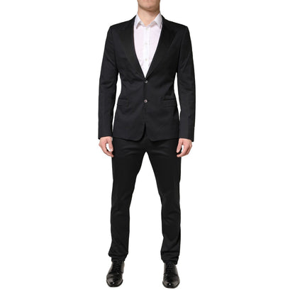 Dolce & Gabbana Black Cotton Single Breasted 2 Piece Suit