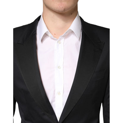 Dolce & Gabbana Black Cotton Single Breasted 2 Piece Suit