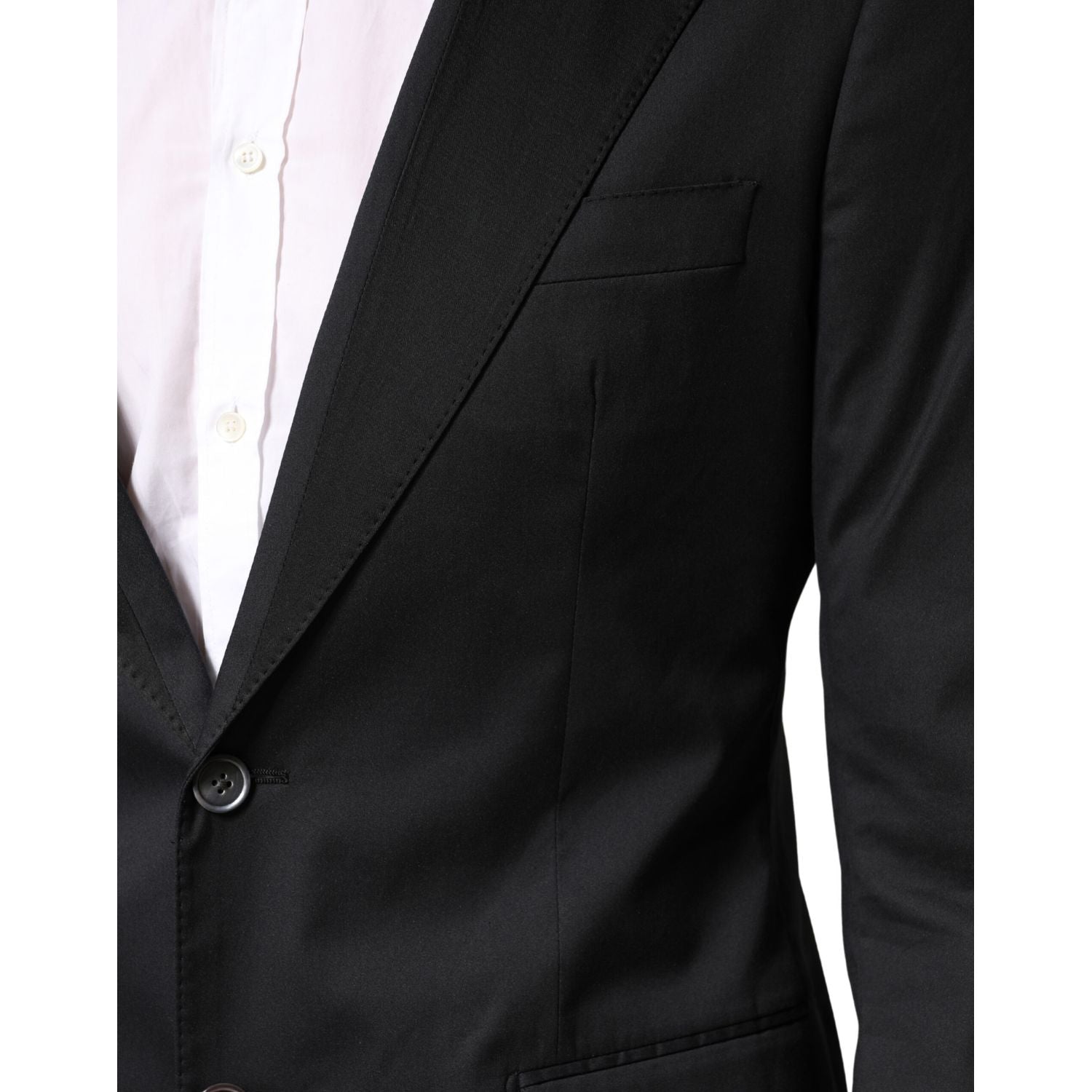 Dolce & Gabbana Black Cotton Single Breasted 2 Piece Suit