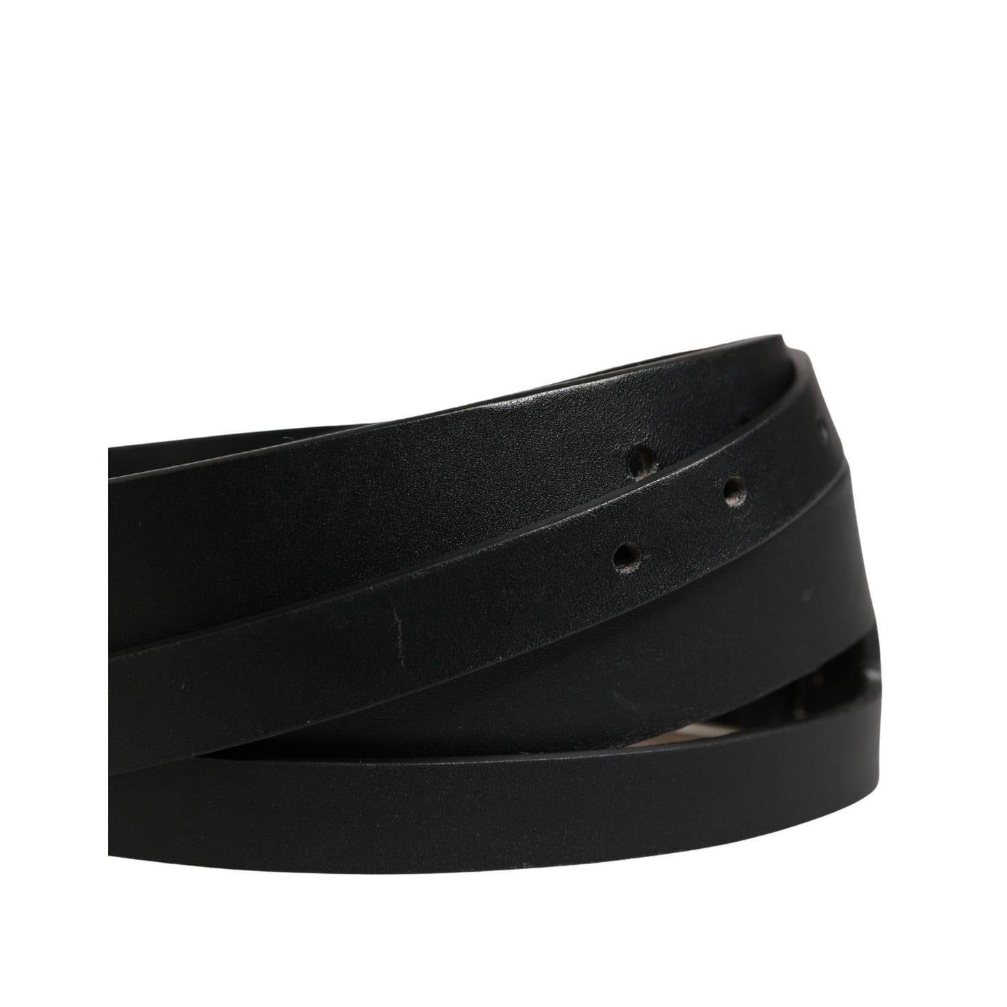Dolce & Gabbana Black Double Strap Leather Silver Buckle Belt