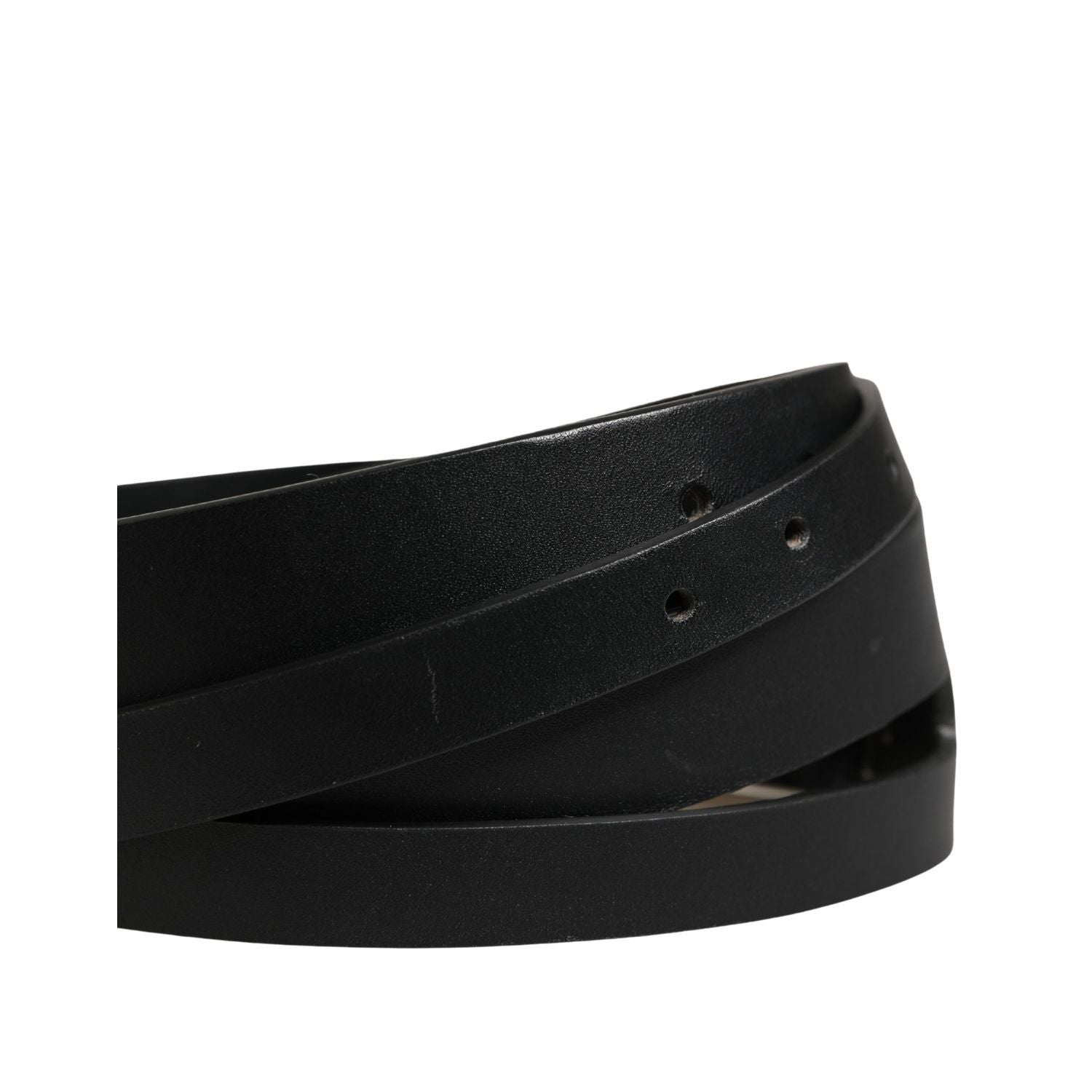 Dolce & Gabbana Black Double Strap Leather Silver Buckle Belt