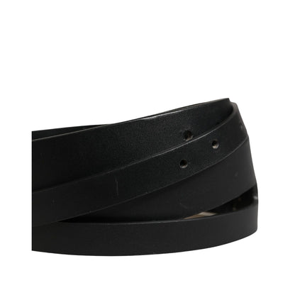 Dolce & Gabbana Black Double Strap Leather Silver Buckle Belt
