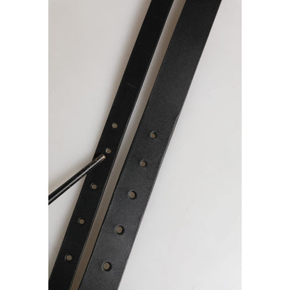 Dolce & Gabbana Black Double Strap Leather Silver Buckle Belt