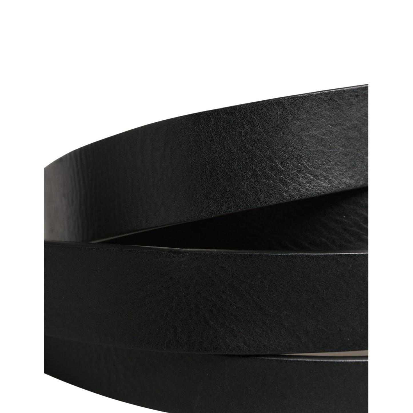 Dolce & Gabbana Black Double Strap Leather Silver Buckle Belt