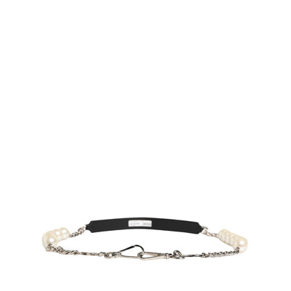 Dolce & Gabbana Black Leather Silver Chain Bag Accessory Shoulder Strap