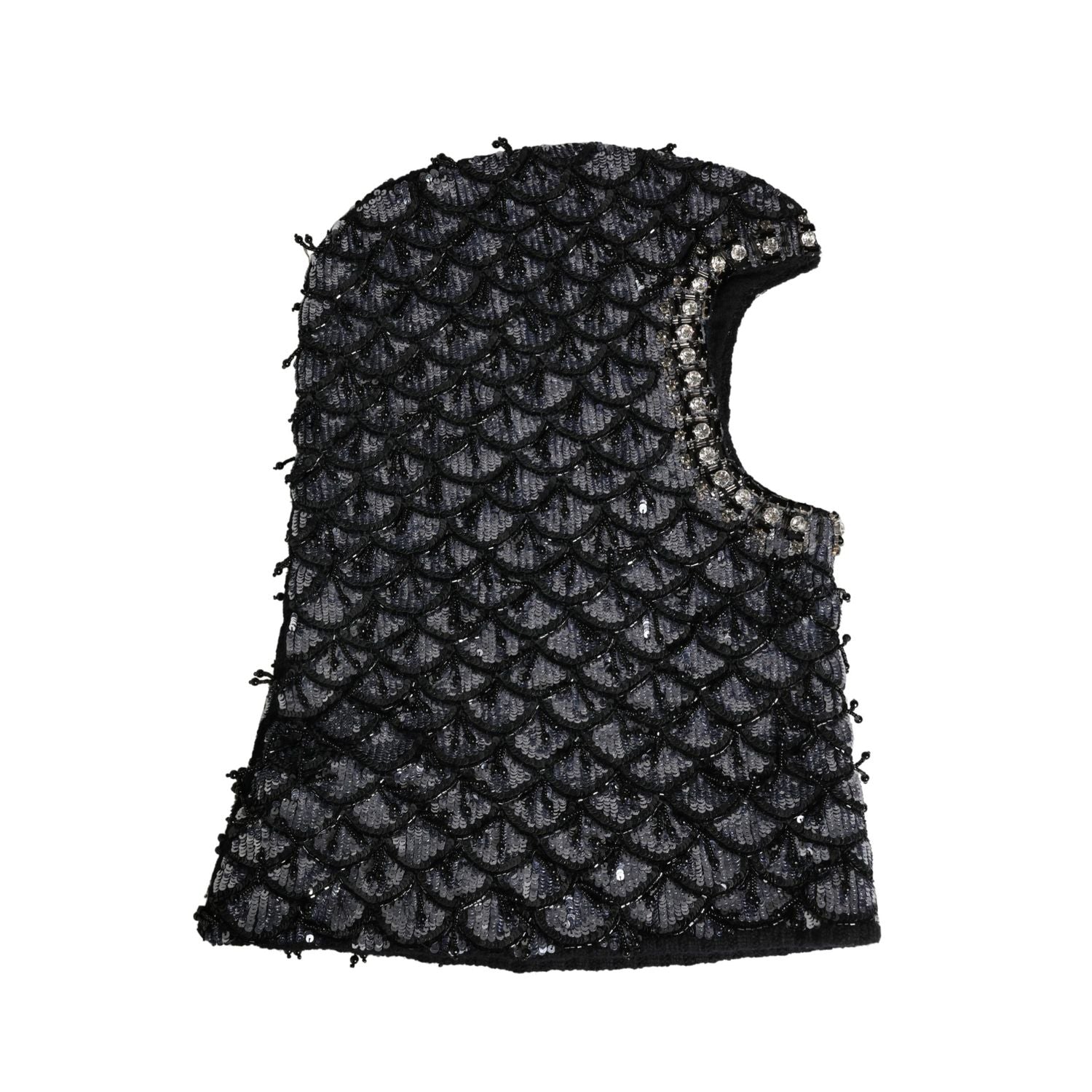 Dolce & Gabbana Black Wool Crystal Embellished Balaclava Hat