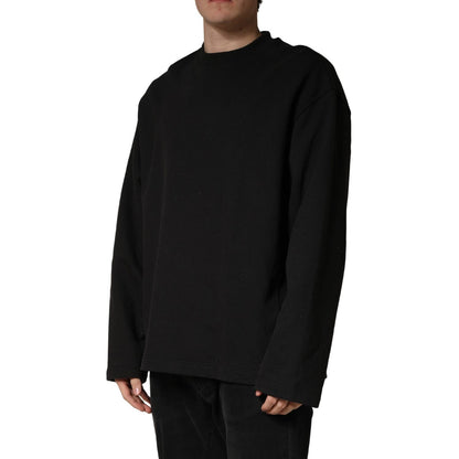 Dolce & Gabbana Black Cotton Crew Neck Sweatshirt Sweater