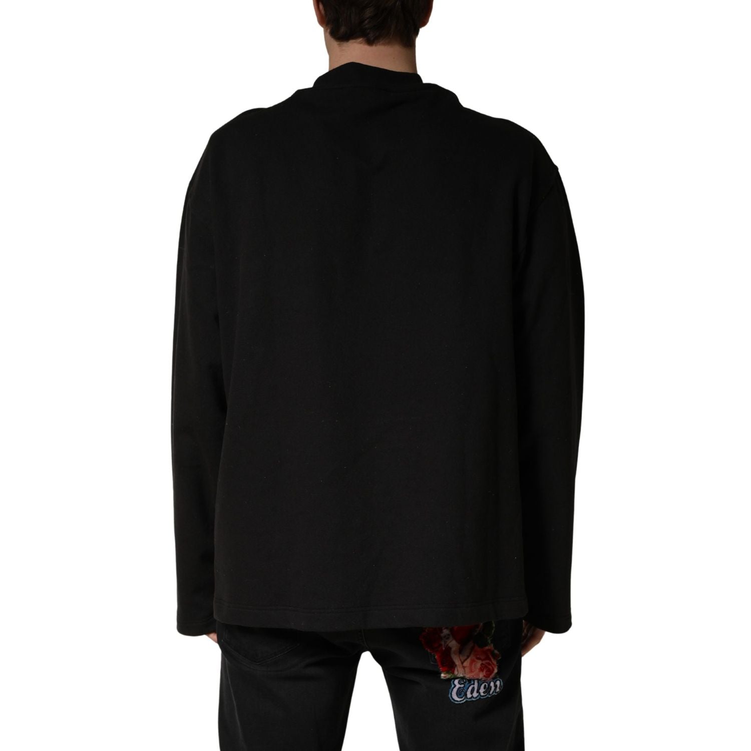 Dolce & Gabbana Black Cotton Crew Neck Sweatshirt  Sweater