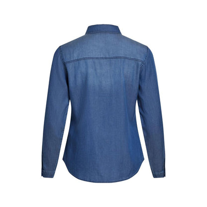 Vila Clothes Blue Cotton Blouse