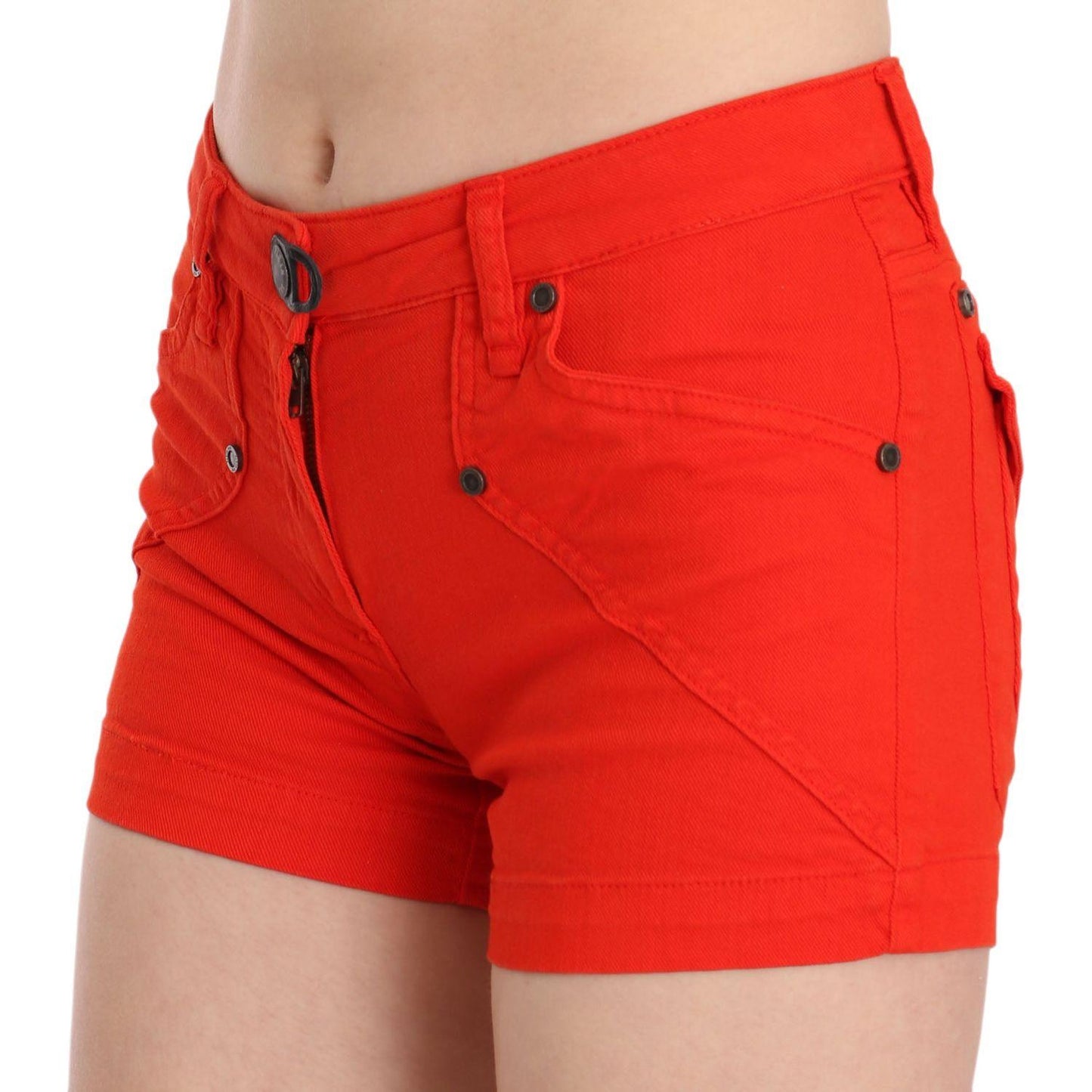 PLEIN SUD Orange Mid Waist Cotton Denim Mini 1728,67345645728,Clothing,IT36 | XS,Material: 98% Cotton 2% Elastane,New with tags,Orange,PLEIN SUD,Short and Mini - Shorts - Clothing,Shorts - Clothing,Shorts - Women - Clothing,Women,Women - Clothing