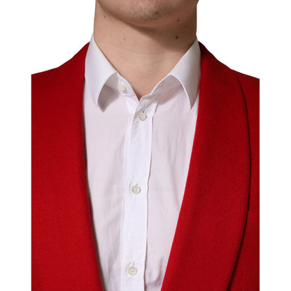 Dolce & Gabbana Red Cashmere Single Breasted Jacket Blazer