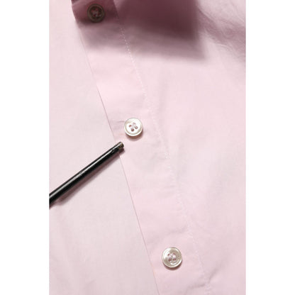 Dolce & Gabbana LightPink Cotton Collared Buttoned Blouse Top