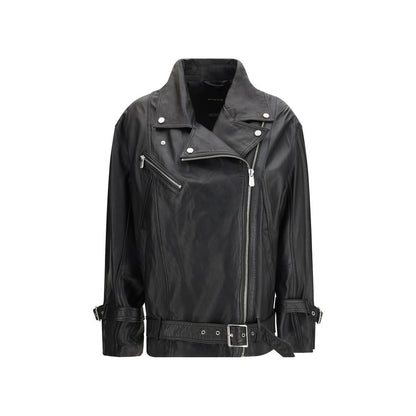 PINKO Black Lambskin Leather Jacket