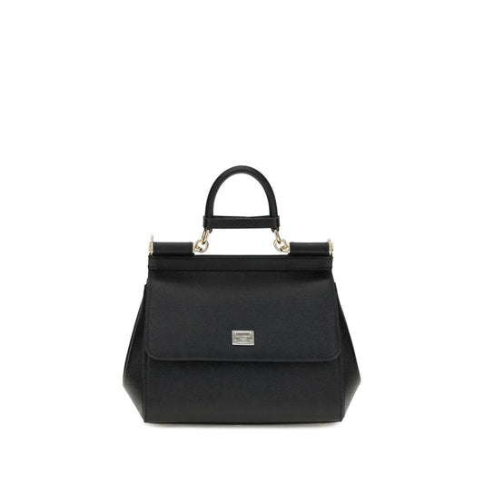 Dolce & Gabbana Black Calf Leather Bos Taurus Handbag