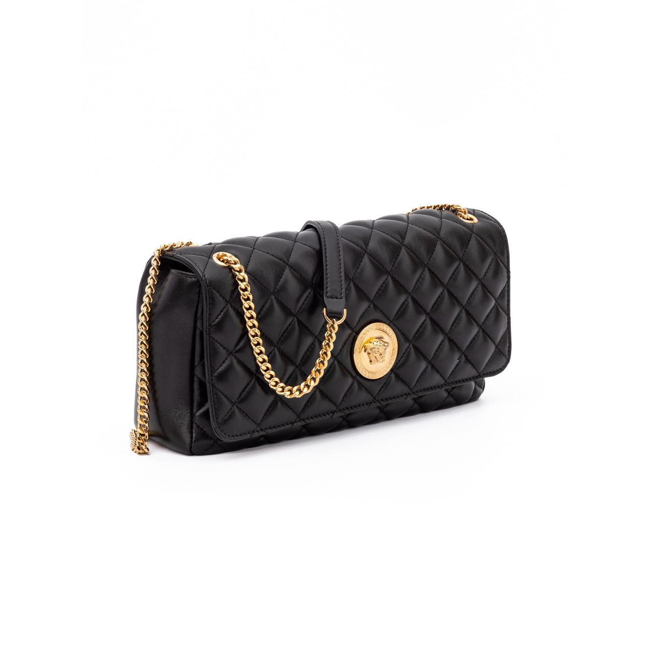 Versace Black Quilted Leather Shoulder Strap Bag
