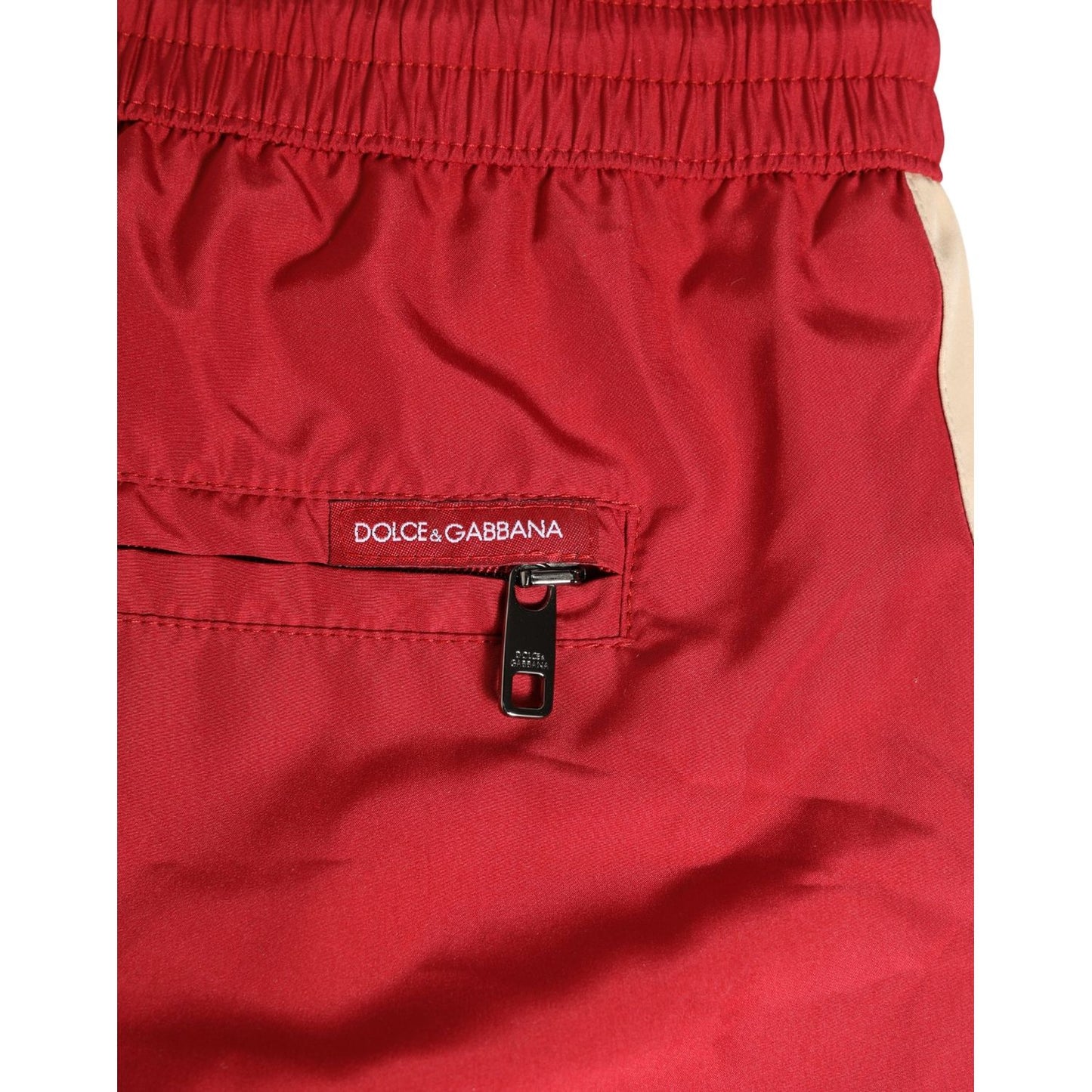 Dolce & Gabbana Red Polyester Men Drawstring Shorts Swimwear
