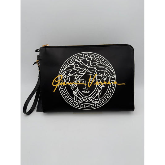 Versace VERSACE LA MEDUSA Signature Leather Clutch
