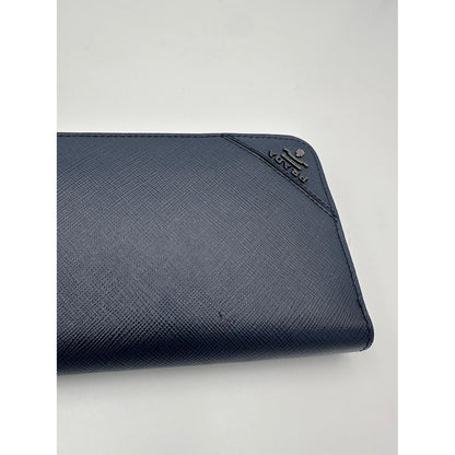 Prada PRADA Zip in Blue Saffiano Wallet